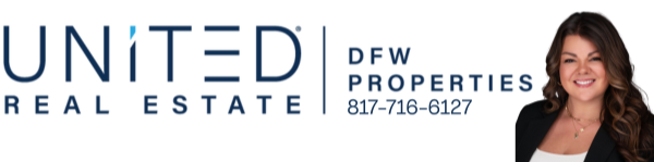 Christina Eschbacher appears on the right in a black blazer, with her United Real Estate DFW Properties branding at the lower left.