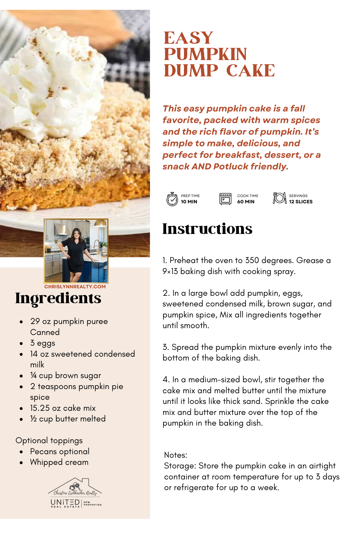 Recipe Card Pumpkin Dump Cake